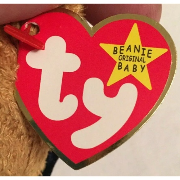 *FUZZ Tan Terry Bear, TY Beanie Babies, Rare, Tag Errors, 1998, Vintage - Picture 6 of 11